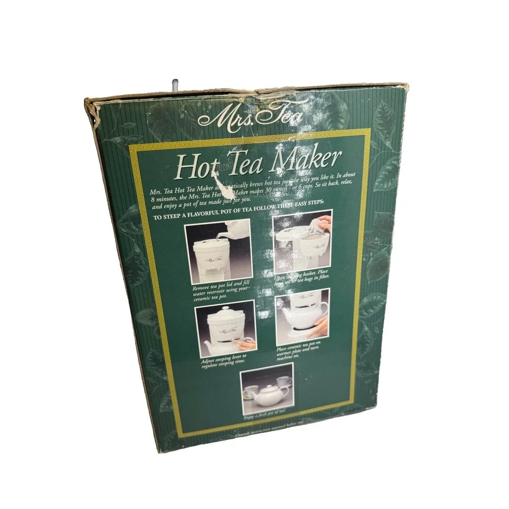 Mrs Tea by Mr Coffee - Hot Tea Maker 6 Cup Ceramic Pot White Vintage Open Box